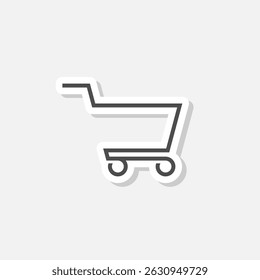 Shopping cart icon sticker isolated on gray background
