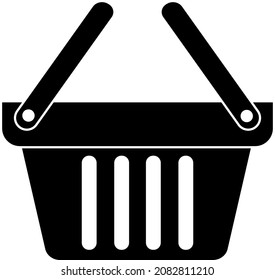 Shopping cart icon in the store, black silhouette. Highlighted on a white background. Vector illustration. A series of business icons.