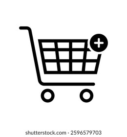 Shopping Cart Icon symbol, Black Isolated Purchase vector clip art, E-commerce, Marketing, Sell and Buying graphic elements for Store, Onliner Market, website banner (Editable)