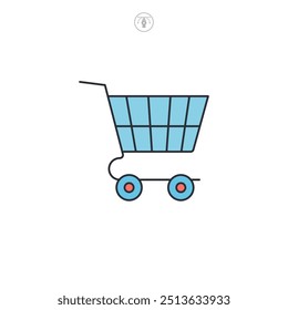 Ilustración vectorial del símbolo del icono del Carrito de compras aislada en el fondo blanco