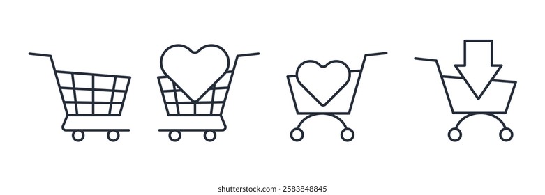 Shopping Cart icon symbol vector sign isolated on white background illustration for graphic and web design