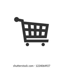 Shopping cart icon in thick outline style. Black and white monochrome vector illustration.