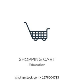Shopping cart icon. Thin linear shopping cart outline icon isolated on white background from education collection. Line vector sign, symbol for web and mobile