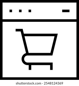 Icono de Carrito de compras. Diseño de estilo lineal delgado aislado sobre fondo blanco
