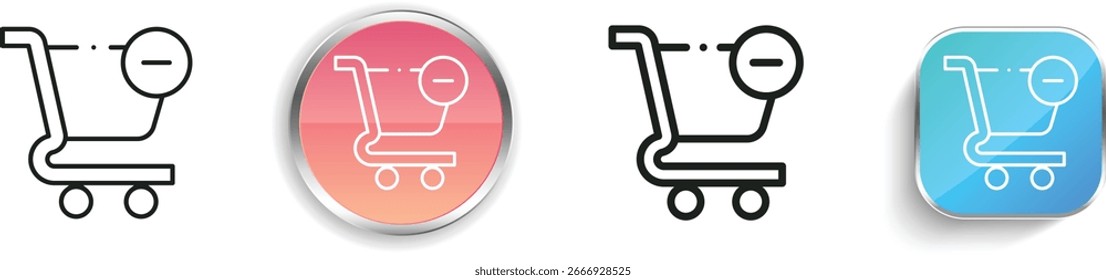 ícone do carrinho de compras. Design fino, linear, regular e estilo botão isolado no fundo branco