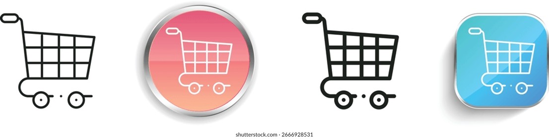 ícone do carrinho de compras. Design fino, linear, regular e estilo botão isolado no fundo branco