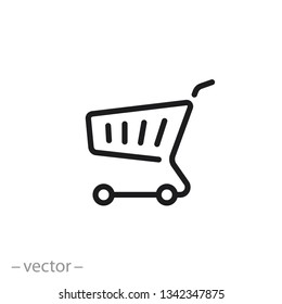 shopping cart icon, trolley linear sign on white background - editable stroke vector illustration eps10