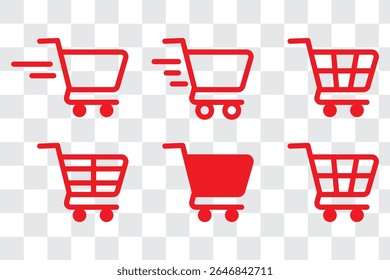 Shopping cart icon. Trolley symbol. Cart icon set. Outline shopping cart. Linear trolley symbol. Stock vector illustration