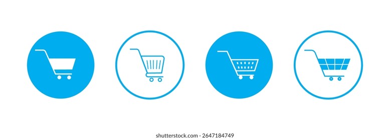Shopping cart icon. Trolley symbol. Cart icon set. Outline shopping cart. Linear trolley symbol. Stock vector illustration