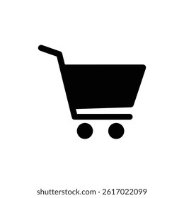 Shopping Cart Icon Two Wheels and Handle Black Filled