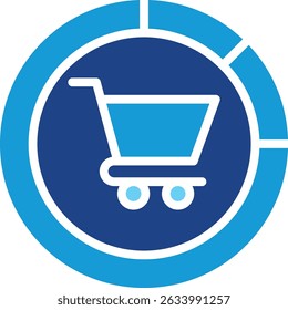 O ícone do carrinho de compras é um símbolo universal para as atividades de compras, especialmente as compras em linha ou o comércio eletrônico que representa o setor retalhista em geral.