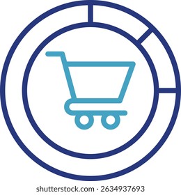The shopping cart icon is a universal symbol for shopping activities, especially online shopping or e-commerce representing the retail sector in general.