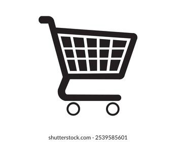 Diseño de Arte vectorial de icono de Carrito de compras. Icono de la cesta de la compra o de la carretilla aislado en fondo plano. Silueta de Carrito de compras.