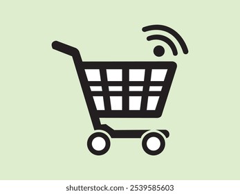 Diseño de Arte vectorial de icono de Carrito de compras. Icono de la cesta de la compra o de la carretilla aislado en fondo plano. Silueta de Carrito de compras.