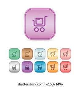 Shopping Cart Icon - Vector Button Icon Set in Various Color