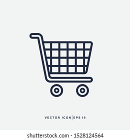 Shopping Cart Icon - Shopping Cart Icon Vector Design Outline Style Symbol Isolated On Light Background