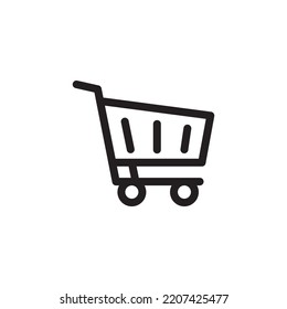 Shopping cart icon. Shopping cart icon Vector design, black line Vector illustration in flat style. White background, simple lines. For web, shopping store, smartphone app.