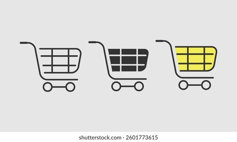 Shopping cart icon vector design on a white background. e-commerce shopping basket icon for the websites and digital use.