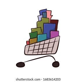 Shopping Cart Icon. Vector doodle Illustration