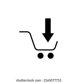 Shopping cart icon vector with download. Shopping online, buy online, online store. Solid icon style, glyph. Simple design illustration editable