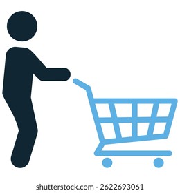 Shopping with shopping cart icon vector for e-commerce, retail, and product sales. Ideal for store app, digital shop interface, and online purchase UI design.