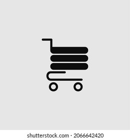 Shopping cart icon vector, shopping cart flat illustration isolated with grey background, suitable used for business, e-commerce, online shop, buy, market place, and etc
