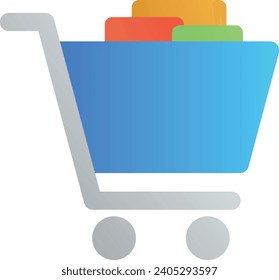Carro de compra Icono de estilo de gradiente plano vectorial color, ilustración, arte para diseño, ui, web, interfaz