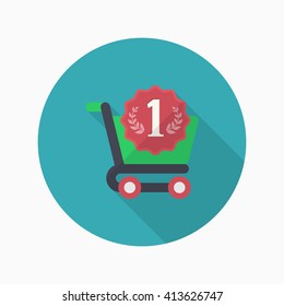 Shopping cart icon, Vector flat long shadow design. EPS10