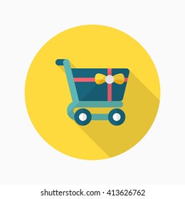 Shopping Cart icon, Vector flat long shadow design. EPS10