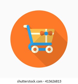 Shopping Cart icon, Vector flat long shadow design. EPS10