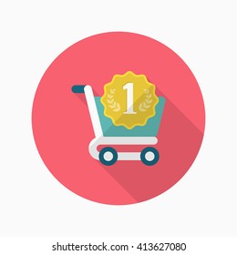 Shopping cart icon, Vector flat long shadow design. EPS10