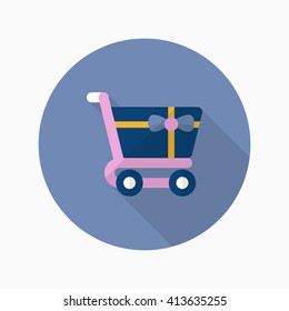 Shopping Cart icon, Vector flat long shadow design. EPS10