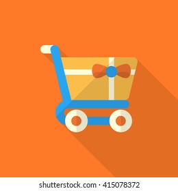 Shopping Cart icon, Vector flat long shadow design. EPS10