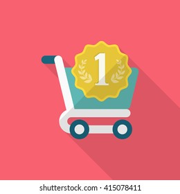 Shopping cart icon, Vector flat long shadow design. EPS10