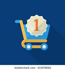 Shopping cart icon, Vector flat long shadow design. EPS10