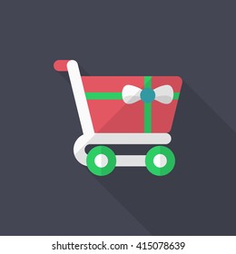 Shopping Cart icon, Vector flat long shadow design. EPS10