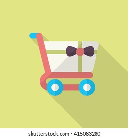 Shopping Cart icon, Vector flat long shadow design. EPS10
