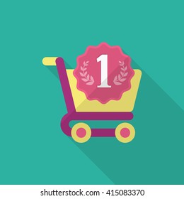 Shopping cart icon, Vector flat long shadow design. EPS10