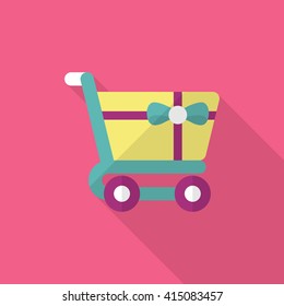 Shopping Cart icon, Vector flat long shadow design. EPS10
