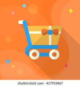 Shopping Cart icon, Vector flat long shadow design. EPS10