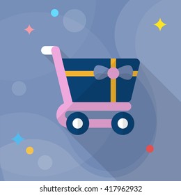 Shopping Cart icon, Vector flat long shadow design. EPS10