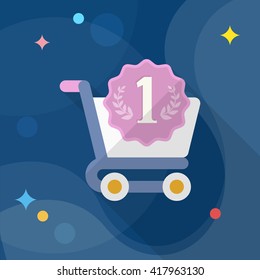Shopping cart icon, Vector flat long shadow design. EPS10