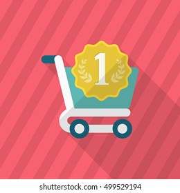 Shopping cart icon, Vector flat long shadow design. EPS10