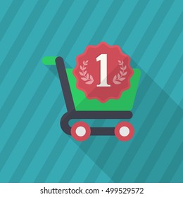Shopping cart icon, Vector flat long shadow design. EPS10
