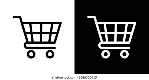 Shopping cart icon vector graphics. Flat solid black vector set