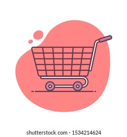 Shopping cart icon vector illustration in monoline line art style
