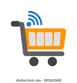 Shopping Cart icon vector illustration in flat style about internet of things for any projects, use for website mobile app presentation