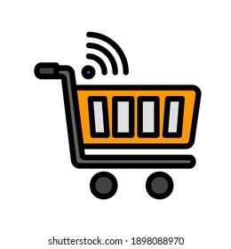Shopping Cart icon vector illustration in filled line style about internet of things for any projects, use for website mobile app presentation