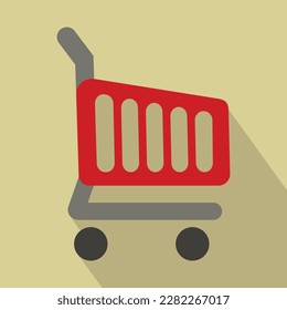 shopping cart icon, vector illustration 