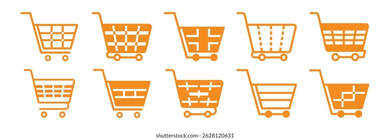 Shopping cart icon vector illustration. Minimalist vector illustration of a shopping cart icon. Flat shopping cart symbol isolated vector on white background.